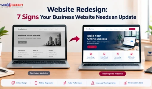 Website redesign comparison showing an outdated business website and a modern, responsive website.